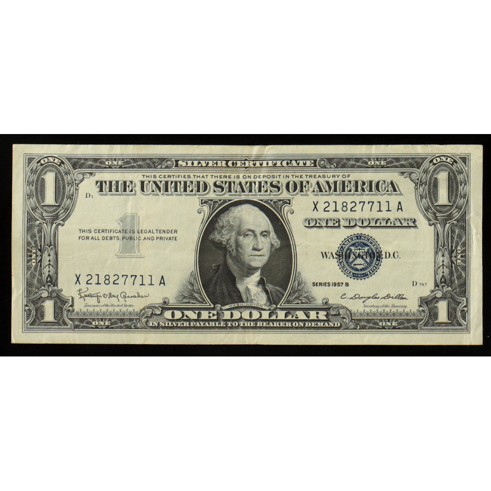 1957-B United States $1 One Dollar Silver Certificate - Blue Seal at PristineAuction.com