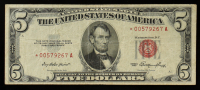 1953 United States $5 Five Dollar "Star Note" - Red Seal at PristineAuction.com