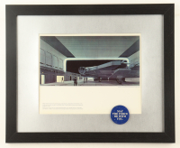 Star Wars "The Millennium Falcon On The Death Star Hangar" 1977 Ralph McQuarrie Custom Framed Pre-Production Art Photo Display with Movie Release Pin at PristineAuction.com