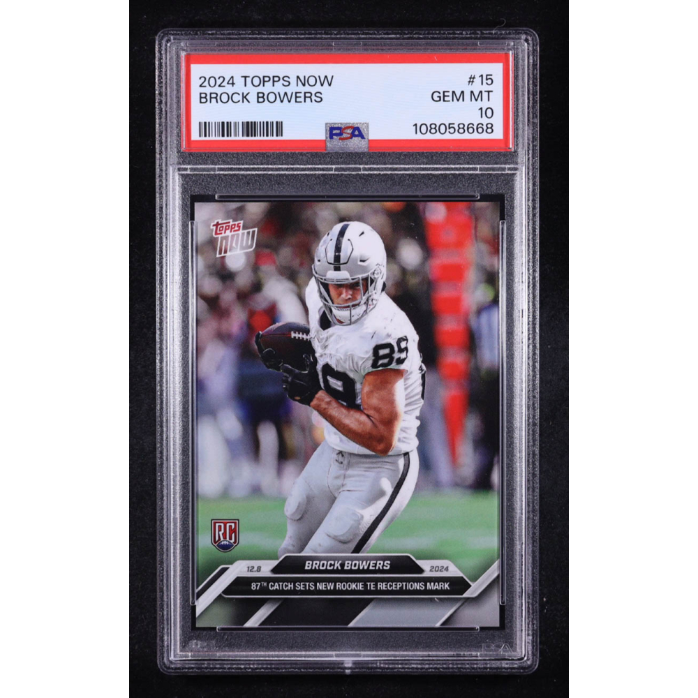 Brock Bowers 2024 Topps Now #15 RC (PSA 10) at PristineAuction.com