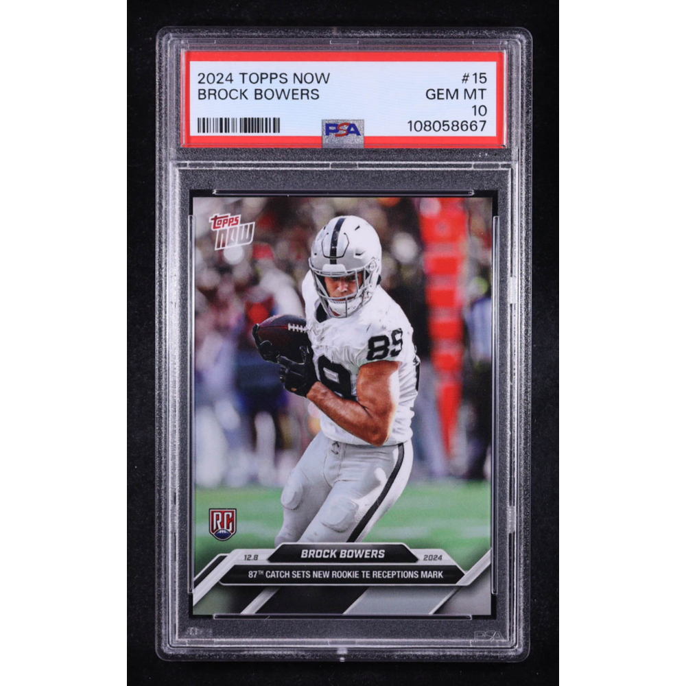Brock Bowers 2024 Topps Now #15 RC (PSA 10) at PristineAuction.com
