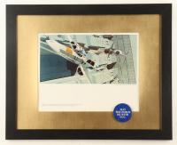 Star Wars "X-Wing Fighter vs Ty Fighter On The Death Star" 1977 Ralph McQuarrie Custom Framed Pre-Production Art Photo Display with Movie Release Pin at PristineAuction.com