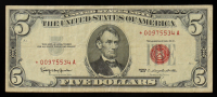 1963 United States $5 Five Dollar "Star Note" - Red Seal at PristineAuction.com