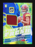 Jayden Daniels 2024 Donruss Optic First Year Fresh Jerseys Blue Hyper #17 RC at PristineAuction.com