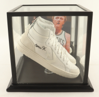 Magic Johnson & Larry Bird Signed Set of (2) Converse All Star White Leather Basketball Shoes with Display Case (Beckett & PSA) at PristineAuction.com