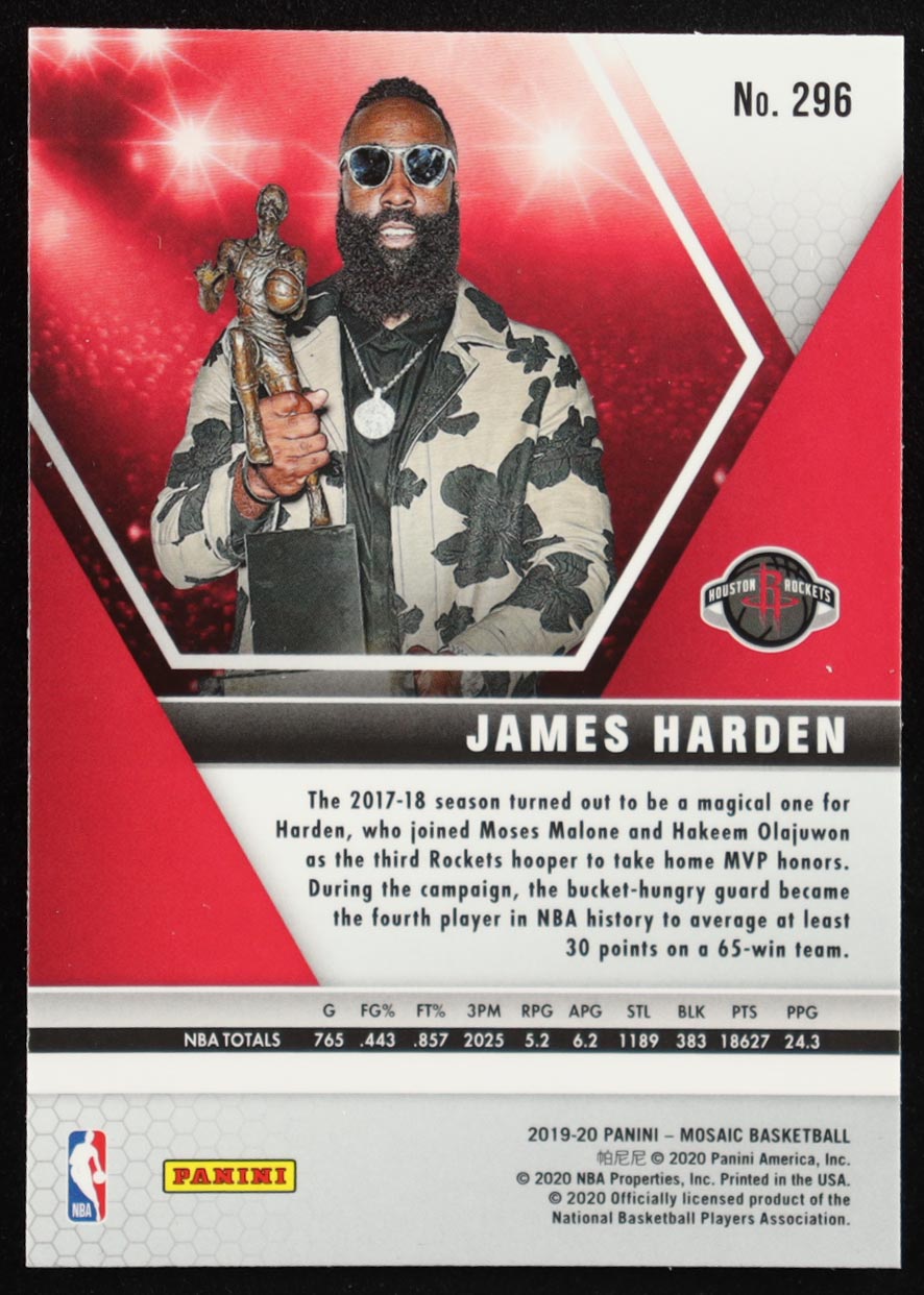 James Harden 2019-20 Panini Mosaic #296 MVP at PristineAuction.com James Harden 2019-20 Panini Mosaic #296 MVP at PristineAuction.com