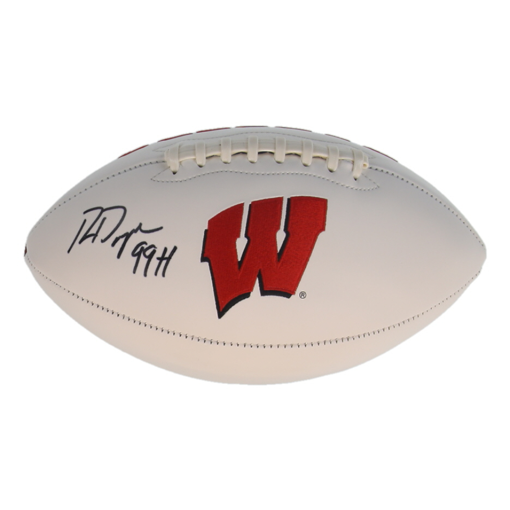 Ron Dayne Signed Wisconsin Badgers Logo Football Inscribed "99 H" (Schwartz) at PristineAuction.com