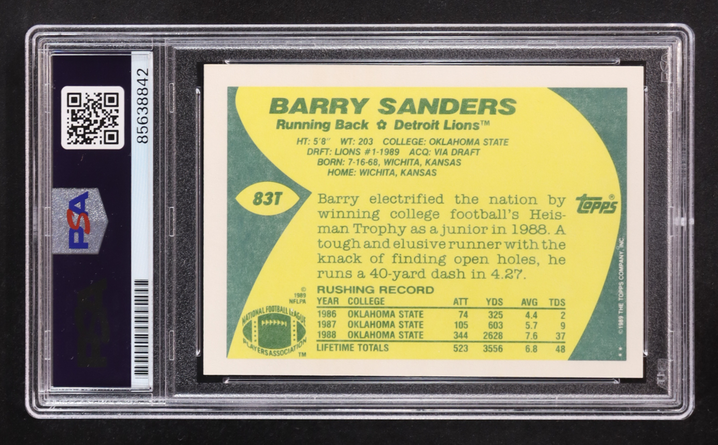 Barry Sanders Signed 1989 Topps Traded #83T RC (PSA | Auto Grade 10) at PristineAuction.com Barry Sanders Signed 1989 Topps Traded #83T RC (PSA | Auto Grade 10) at PristineAuction.com