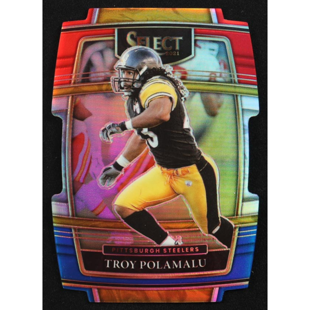Troy Polamalu 2021 Select Prizm Red and Blue Die Cut #41 at PristineAuction.com