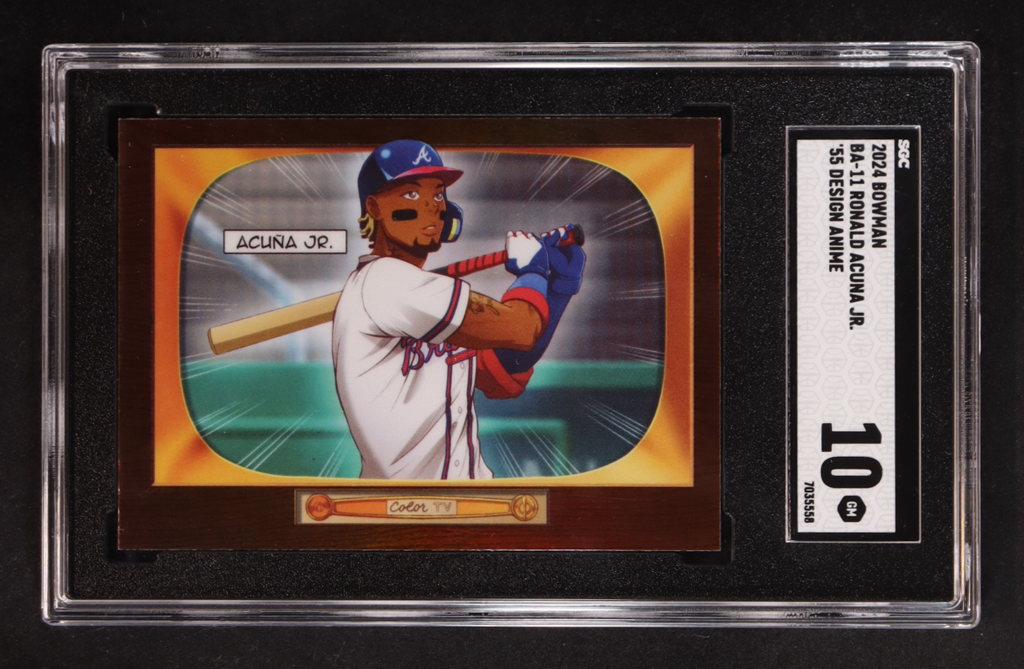 Ronald Acuna Jr. 2024 Bowman Chrome '55 Bowman Anime #BA11 (SGC 10) at PristineAuction.com Ronald Acuna Jr. 2024 Bowman Chrome '55 Bowman Anime #BA11 (SGC 10) at PristineAuction.com