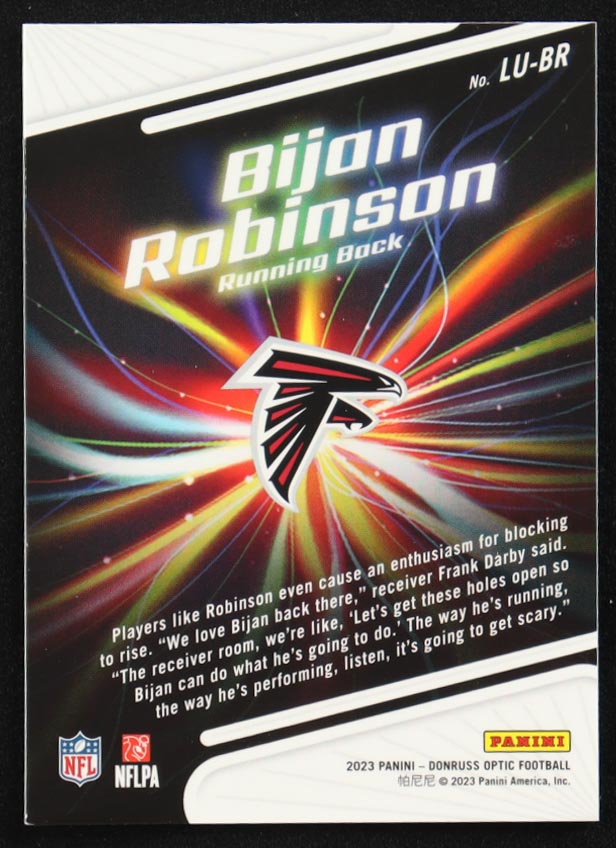 Bijan Robinson 2023 Donruss Optic Light it Up #11 RC at PristineAuction.com Bijan Robinson 2023 Donruss Optic Light it Up #11 RC at PristineAuction.com