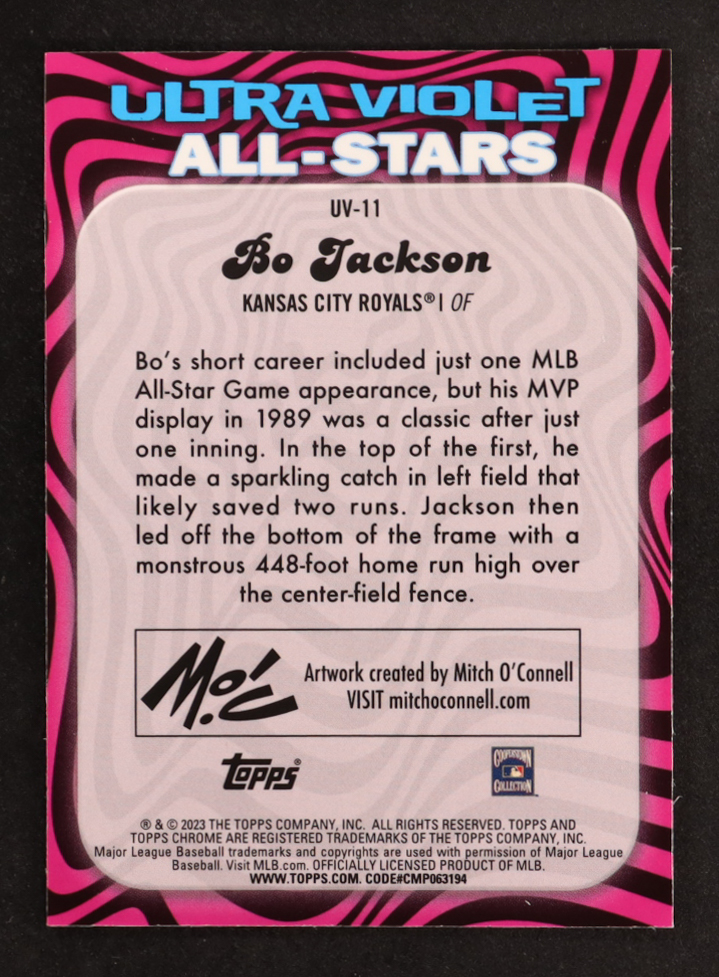Bo Jackson 2023 Topps Chrome Ultra Violet All Stars #UV11 at PristineAuction.com Bo Jackson 2023 Topps Chrome Ultra Violet All Stars #UV11 at PristineAuction.com