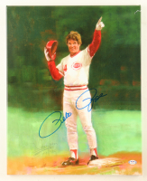 Pete Rose Signed LE Reds Giclee on Canvas (PSA) at PristineAuction.com