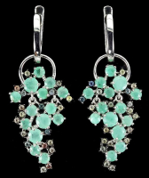 3.80 Carats Emerald & Multi-Colored Sapphire Earrings | $2,300 Estimated Retail Value (UGL Cert) | Brand New at PristineAuction.com
