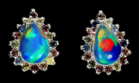 2.00 Carats Opal & Multi-Colored Sapphire Earrings | $1,700 Estimated Retail Value (UGL Cert) | Brand New at PristineAuction.com