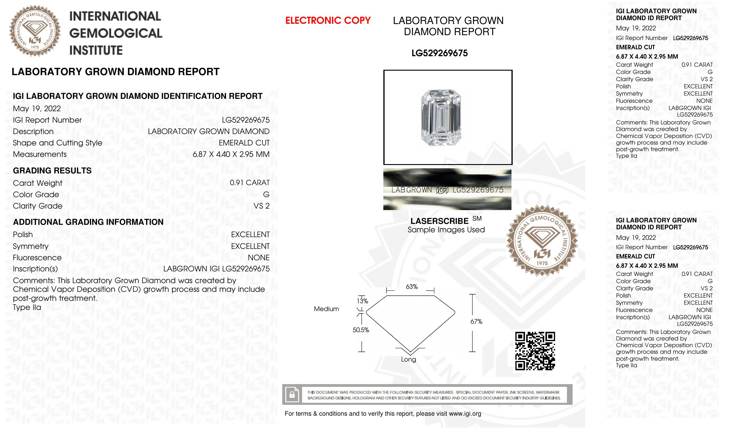 .91 Carats Lab Grown Diamond Loose G, VS2| (IGI Cert) at PristineAuction.com .91 Carats Lab Grown Diamond Loose G, VS2| (IGI Cert) at PristineAuction.com