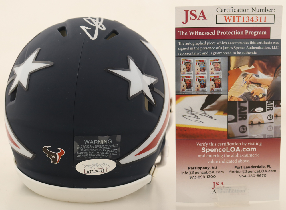 Andre Johnson Signed Texans AMP Alternate Speed Mini Helmet With Visor (JSA) at PristineAuction.com Andre Johnson Signed Texans AMP Alternate Speed Mini Helmet With Visor (JSA) at PristineAuction.com