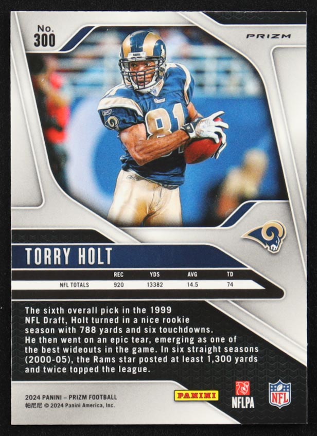 Torry Holt 2024 Panini Prizm Prizms Black and White Checker #300 at PristineAuction.com Torry Holt 2024 Panini Prizm Prizms Black and White Checker #300 at PristineAuction.com