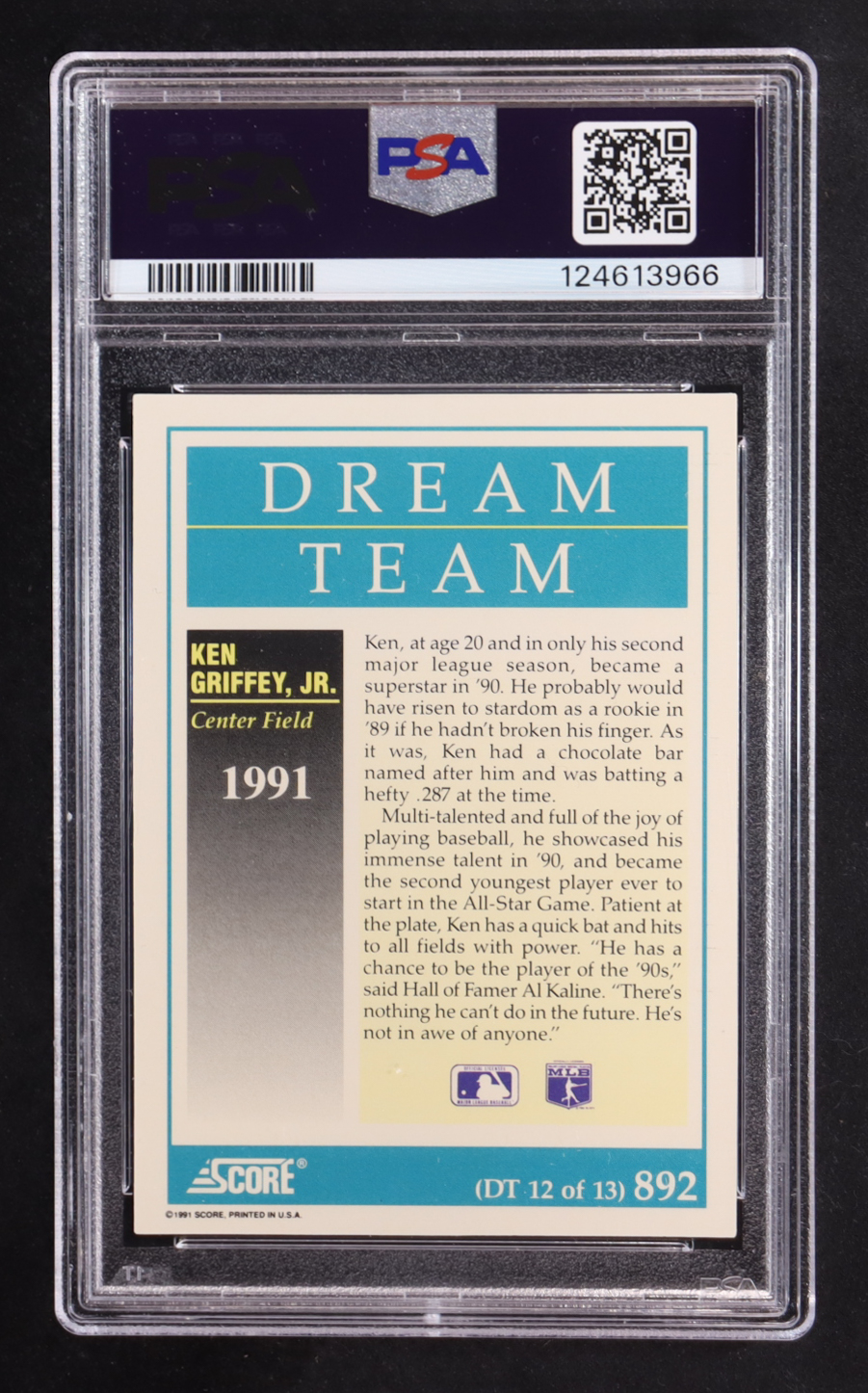Ken Griffey Jr. 1991 Score #892 DT (PSA 10) at PristineAuction.com Ken Griffey Jr. 1991 Score #892 DT (PSA 10) at PristineAuction.com