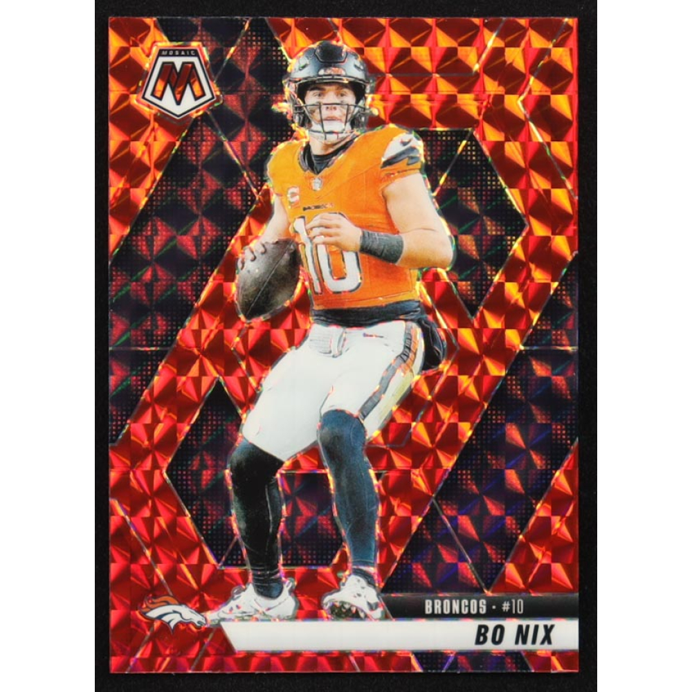 Bo Nix 2025 Panini Mosaic Mosaic Red #173 at PristineAuction.com