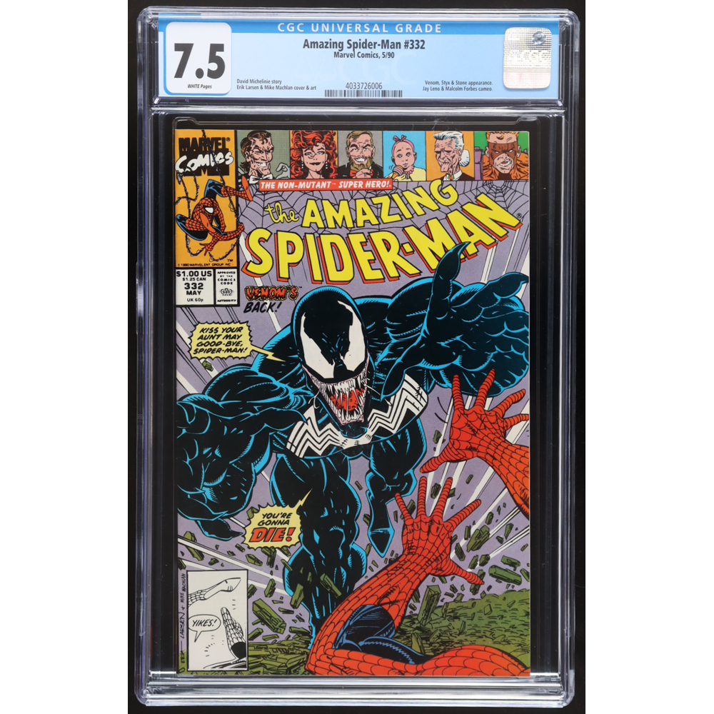 1990 "Amazing Spider-Man" Issue #332 Marvel Comic Book (CGC 7.5) at PristineAuction.com