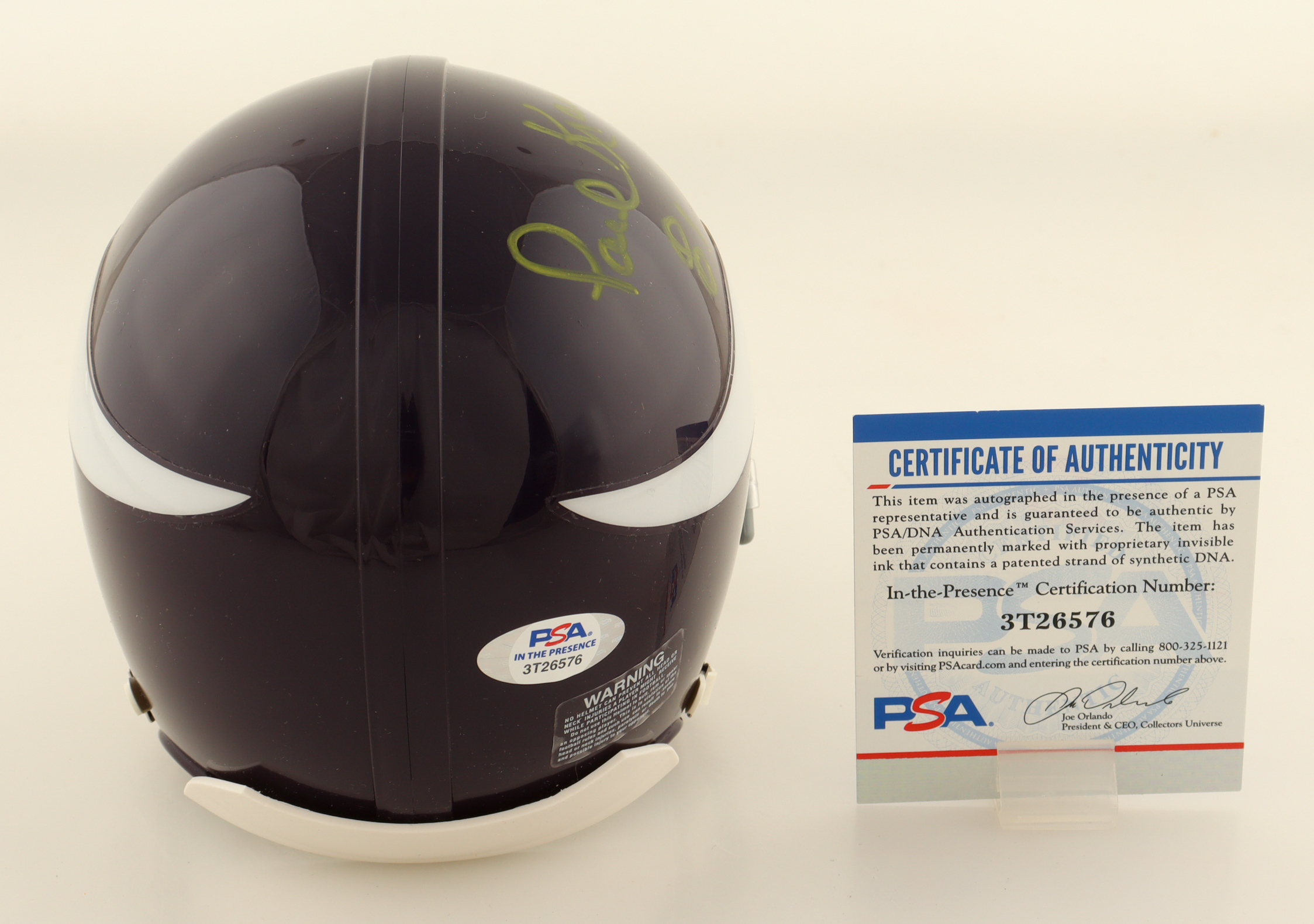 Paul Krause Signed Vikings Mini Helmet Inscribed "81 INT" (PSA) at PristineAuction.com Paul Krause Signed Vikings Mini Helmet Inscribed "81 INT" (PSA) at PristineAuction.com