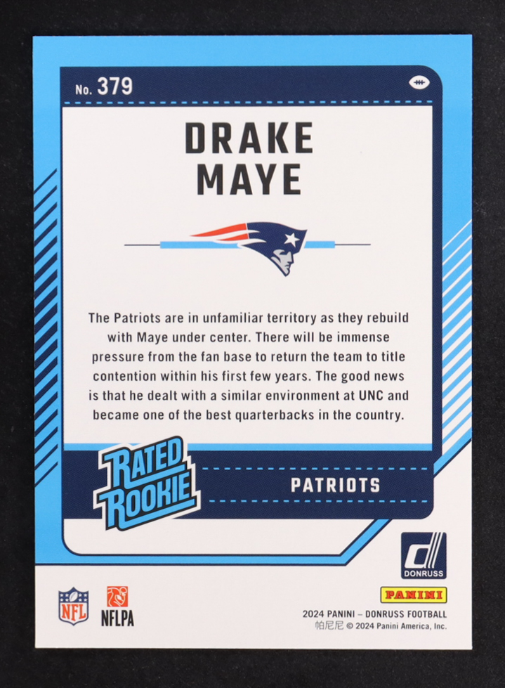 Drake Maye 2024 Donruss #379 RR RC at PristineAuction.com Drake Maye 2024 Donruss #379 RR RC at PristineAuction.com