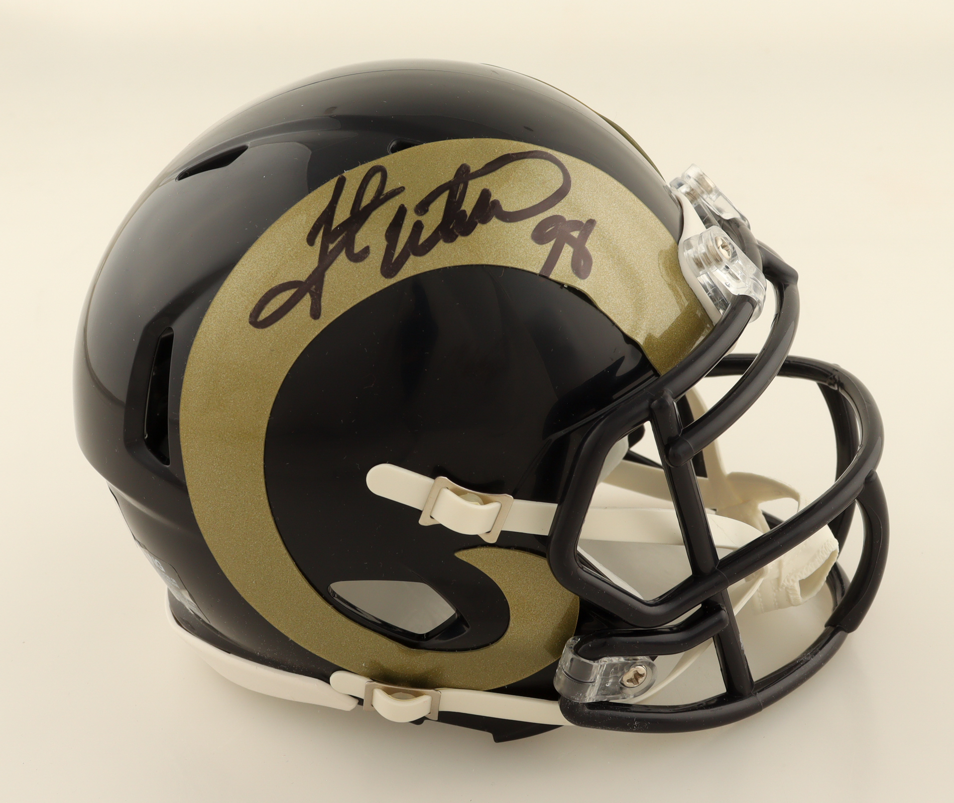 Grant Wistrom Signed Rams Throwback Speed Mini Helmet (Beckett) at PristineAuction.com Grant Wistrom Signed Rams Throwback Speed Mini Helmet (Beckett) at PristineAuction.com