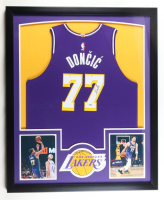 Luka Doncic Signed Custom Framed Authentic Icon Jersey Display with Photos (PSA) at PristineAuction.com