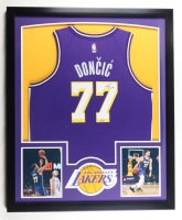 Luka Doncic Signed Custom Framed Authentic Jersey Display with Photos (PSA) at PristineAuction.com