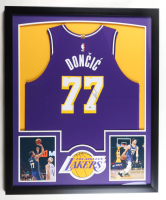 Luka Doncic Signed Custom Framed Authentic Icon Jersey Display with Photos (PSA) at PristineAuction.com