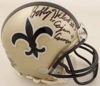 Bobby Hebert Signed Saints Throwback Mini Helmet Inscribed "Cajun Cannon" (Beckett) at PristineAuction.com