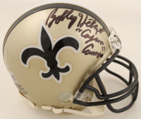 Bobby Hebert Signed Saints Throwback Mini Helmet Inscribed "Cajun Cannon" (Beckett) at PristineAuction.com