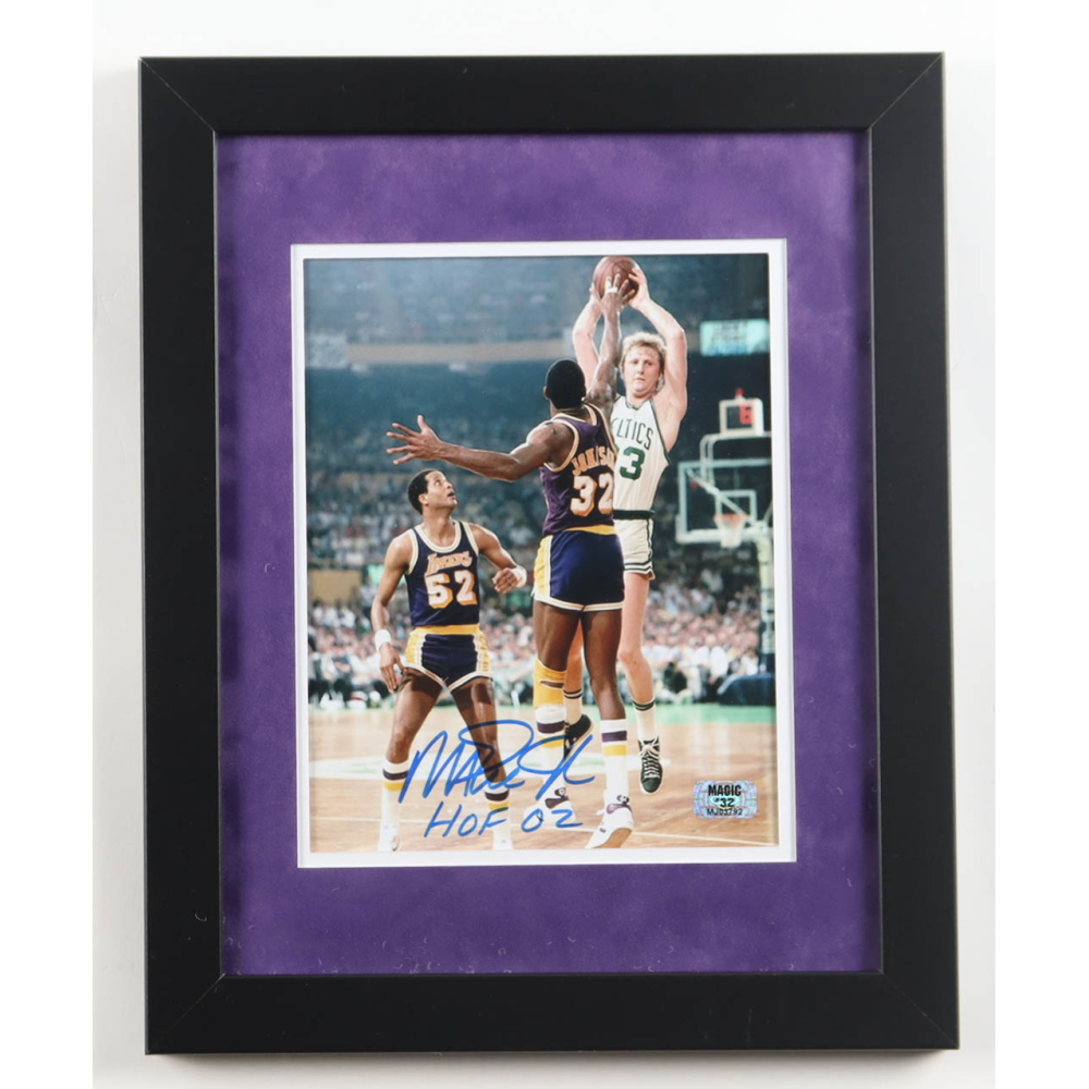 Magic Johnson Signed Lakers Custom Framed Photo Inscribed "HOF 02" (Beckett & Magic) at PristineAuction.com