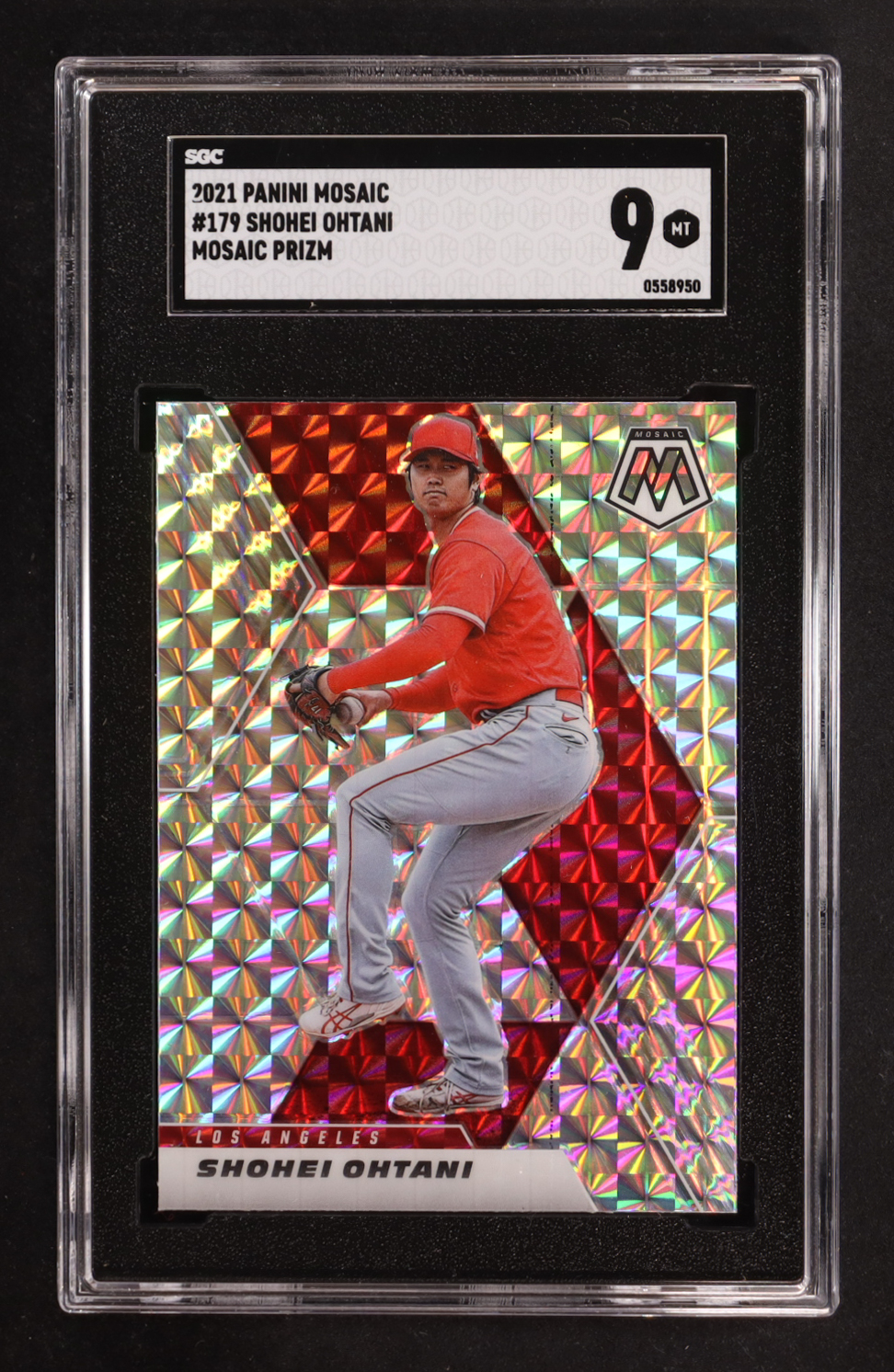 Shohei Ohtani 2021 Panini Mosaic Mosaic #179 (SGC 9) at PristineAuction.com Shohei Ohtani 2021 Panini Mosaic Mosaic #179 (SGC 9) at PristineAuction.com