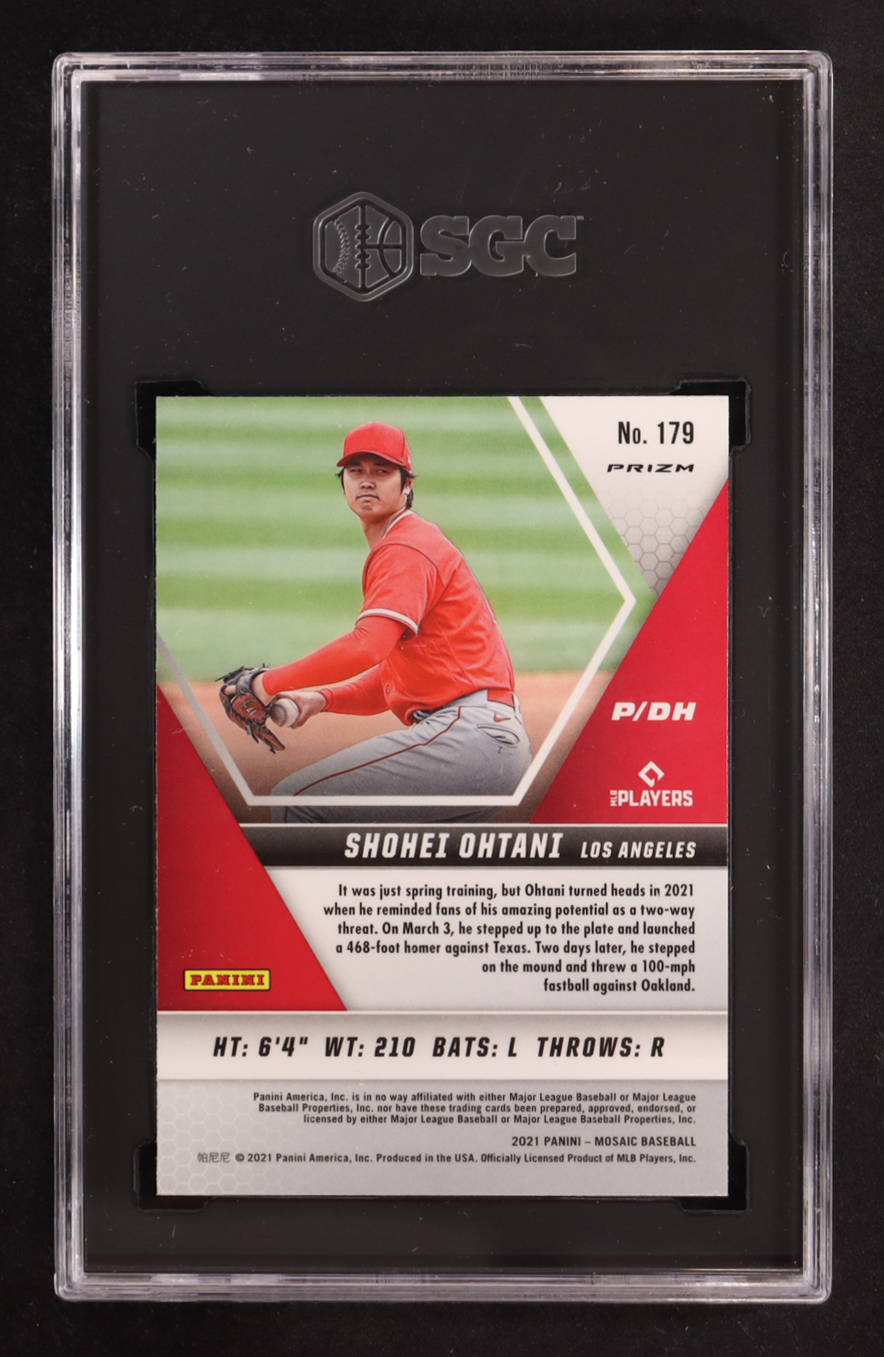 Shohei Ohtani 2021 Panini Mosaic Mosaic #179 (SGC 9) at PristineAuction.com Shohei Ohtani 2021 Panini Mosaic Mosaic #179 (SGC 9) at PristineAuction.com