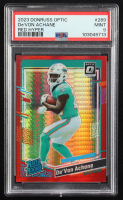 De'Von Achane 2023 Donruss Optic Red Hyper #269 RR RC (PSA 9) at PristineAuction.com