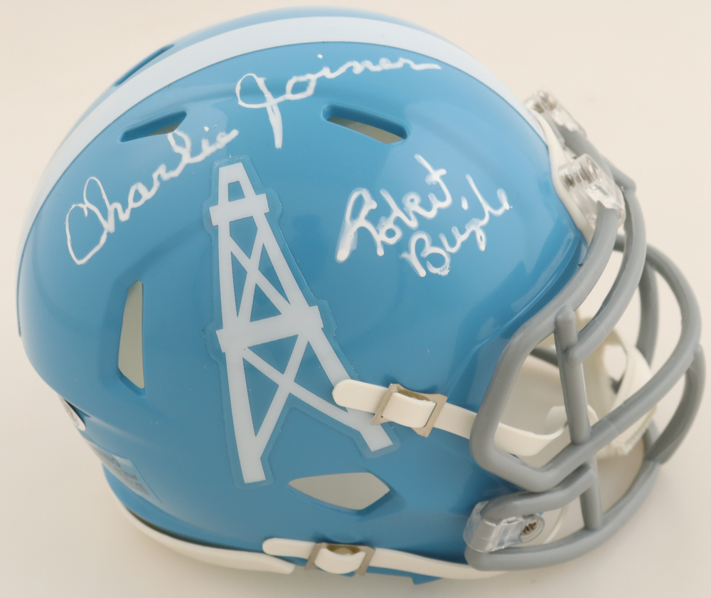 Robert Brazile & Charlie Joiner Signed Oilers Throwback Speed Mini Helmet (JSA) at PristineAuction.com Robert Brazile & Charlie Joiner Signed Oilers Throwback Speed Mini Helmet (JSA) at PristineAuction.com