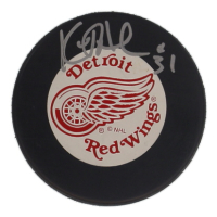 Kevin Hodson Signed Red Wings Logo Hockey Puck (PSA) at PristineAuction.com