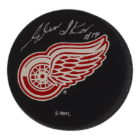 Glen Skov Signed Red Wings Logo Hockey Puck (PSA) at PristineAuction.com