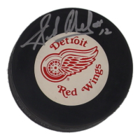 Sid Abel Signed Red Wings Logo Hockey Puck (PSA) at PristineAuction.com