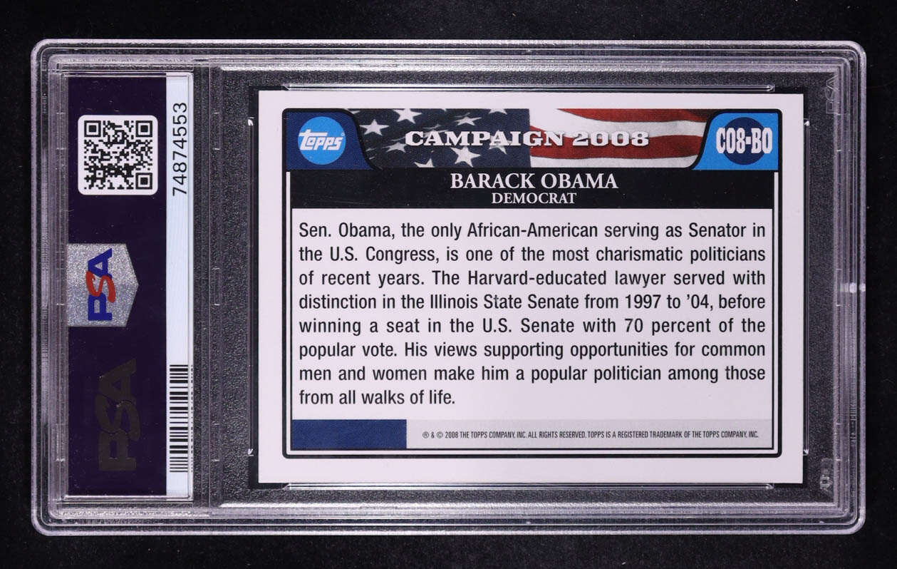 Barack Obama 2008 Topps Campaign 2008 #BO (PSA 9) at PristineAuction.com Barack Obama 2008 Topps Campaign 2008 #BO (PSA 9) at PristineAuction.com