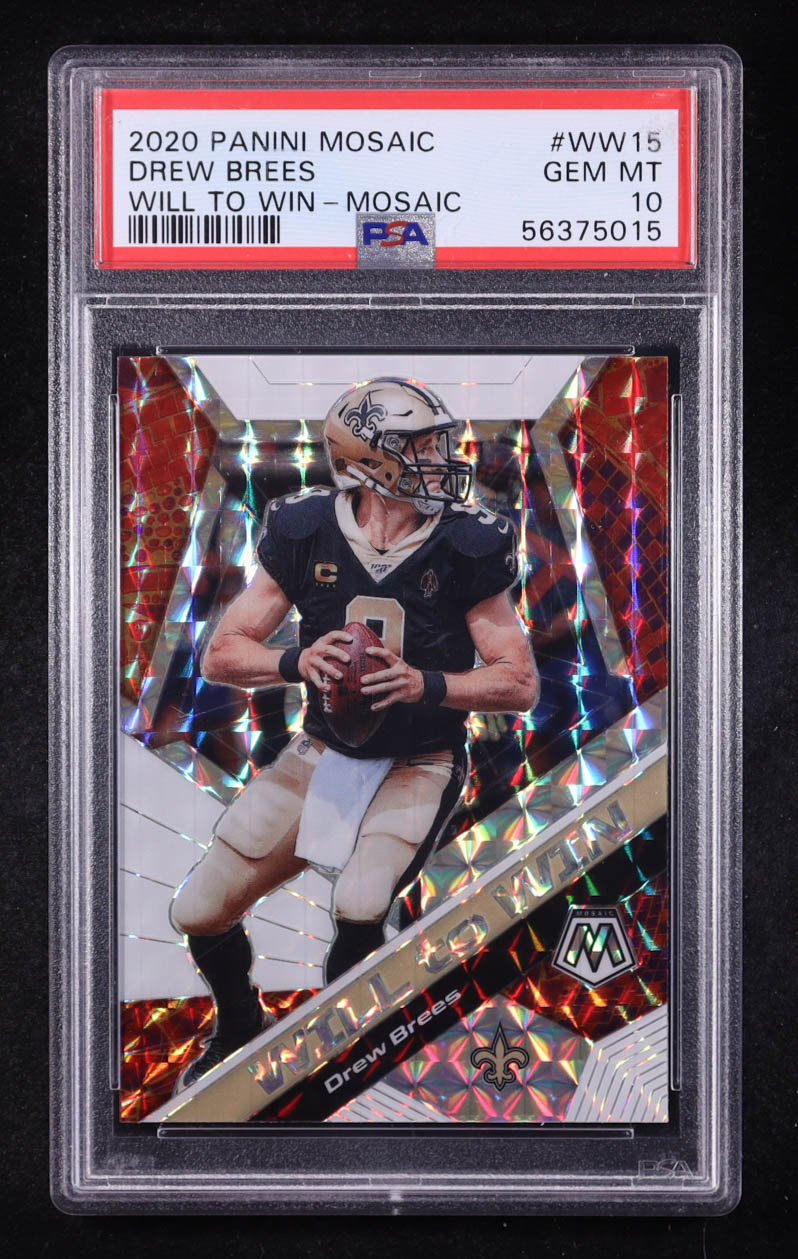 Drew Brees 2020 Panini Mosaic Will to Win Mosaic #15 (PSA 10) at PristineAuction.com Drew Brees 2020 Panini Mosaic Will to Win Mosaic #15 (PSA 10) at PristineAuction.com