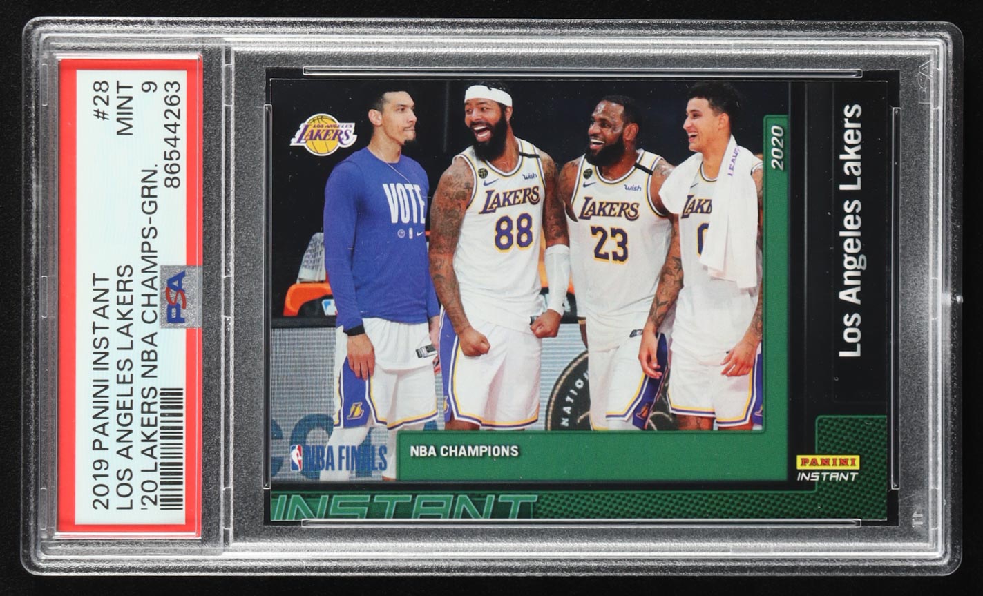 Danny Green / Markieff Morris / LeBron James / Kyle Kuzma 2019-20 Panini Instant Lakers NBA Champions Green #28 #10/10 (PSA 9) at PristineAuction.com Danny Green / Markieff Morris / LeBron James / Kyle Kuzma 2019-20 Panini Instant Lakers NBA Champions Green #28 #10/10 (PSA 9) at PristineAuction.com
