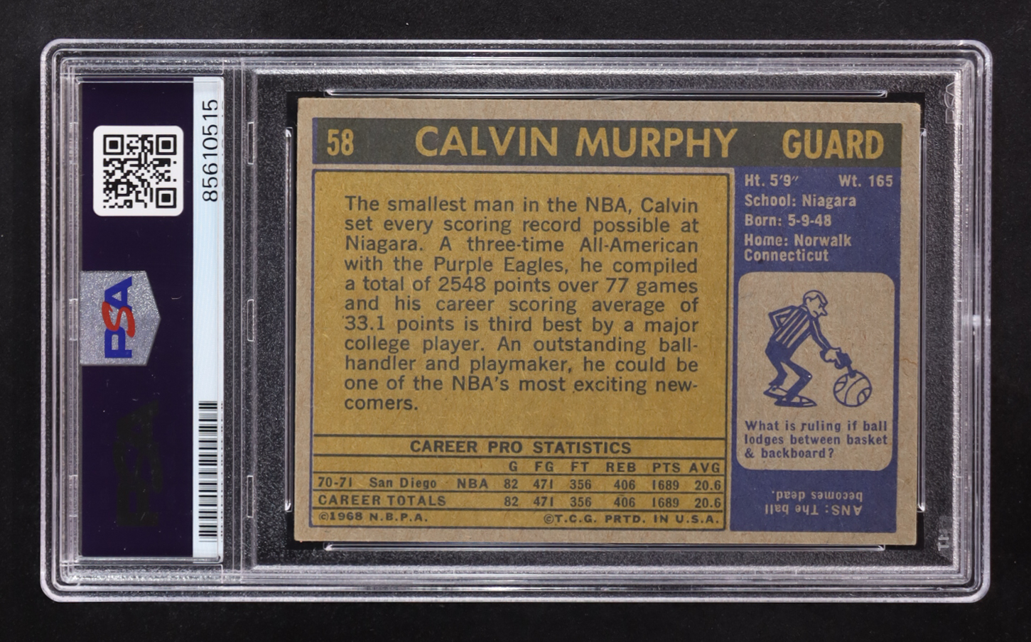 Calvin Murphy Signed 1971-72 Topps Inscribed "HOF 93" #58 (PSA) at PristineAuction.com Calvin Murphy Signed 1971-72 Topps Inscribed "HOF 93" #58 (PSA) at PristineAuction.com