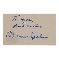 Warren Spahn Signed 3x5 Index Card Inscribed "Best Wishes" (Beckett) at PristineAuction.com