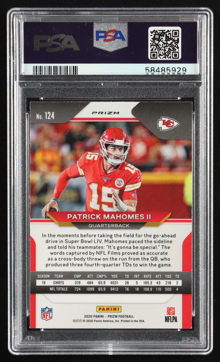 Patrick Mahomes II 2020 Panini Prizm Prizms Silver #124 (PSA 9) at PristineAuction.com Patrick Mahomes II 2020 Panini Prizm Prizms Silver #124 (PSA 9) at PristineAuction.com