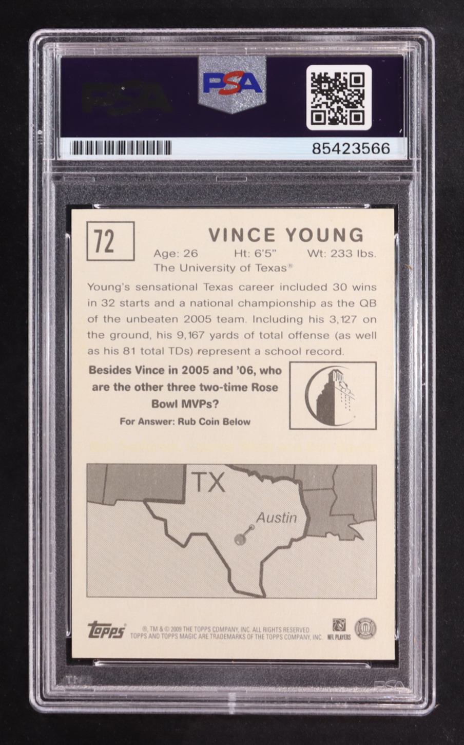 Vince Young Signed 2009 Topps Magic #72 (PSA) at PristineAuction.com Vince Young Signed 2009 Topps Magic #72 (PSA) at PristineAuction.com