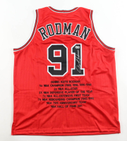 Dennis Rodman Signed Career Highlight Stat Jersey (Beckett) at PristineAuction.com