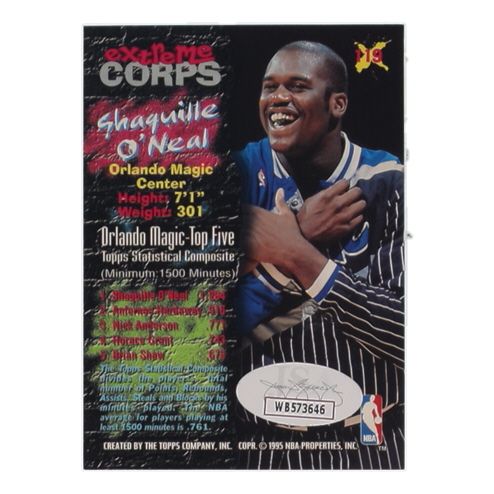 Shaquille O'Neal Signed 1995-96 Stadium Club #119 EC (JSA) at PristineAuction.com Shaquille O'Neal Signed 1995-96 Stadium Club #119 EC (JSA) at PristineAuction.com